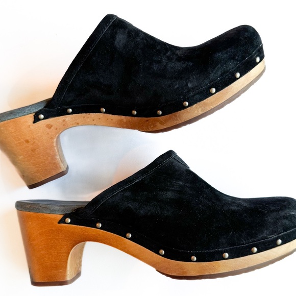 UGG Abbie black suede chunky heeled clog ❤️ - Picture 3 of 8